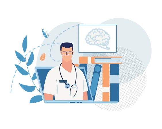 Online Consultation with brain specialist doctor  Illustration