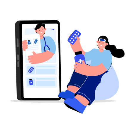 Online consultation with doctor  Illustration