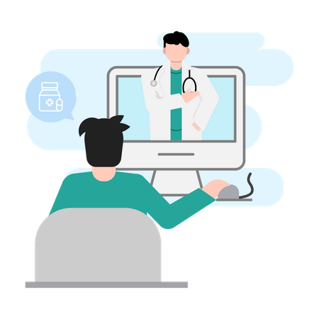 Online consultation with doctor Illustration