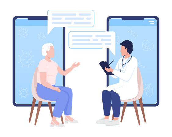 Online consultation with doctor Illustration
