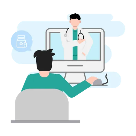 Online consultation with doctor  Illustration