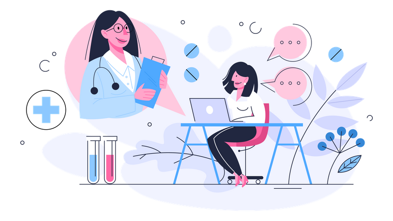 Online consultation with doctor  Illustration