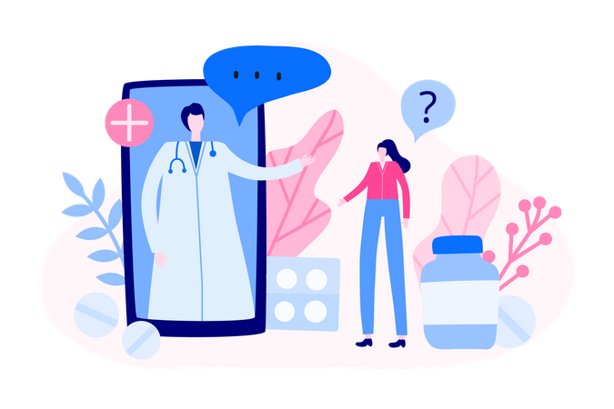 Online consultation with doctor  イラスト