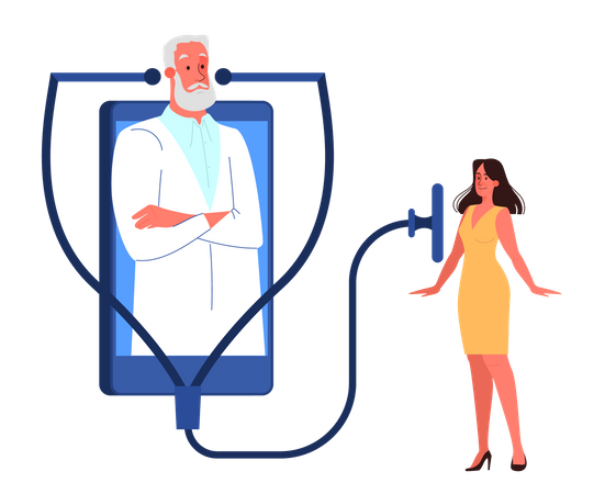 Online consultation with doctor. Remote medical treatment  Illustration