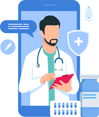 Online Consultation with Male Doctor  Illustration