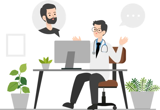 Online Consultation with psychiatrist  Illustration