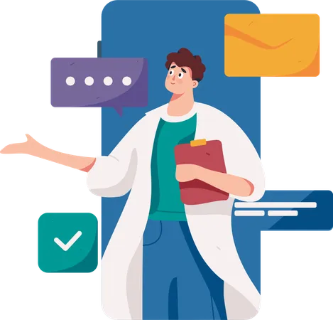 Online consulting with doctor  Illustration