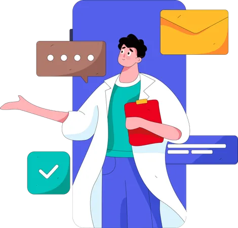 Online consulting with doctor  Illustration