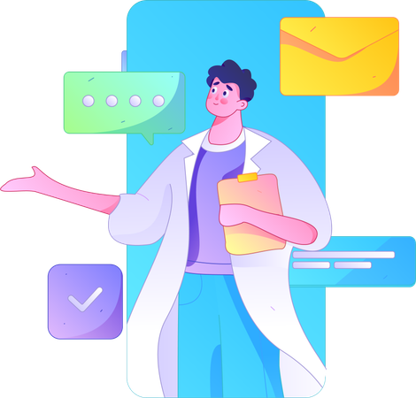 Online consulting with doctor  Illustration