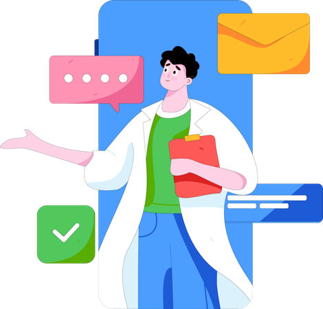 Online consulting with doctor  Illustration