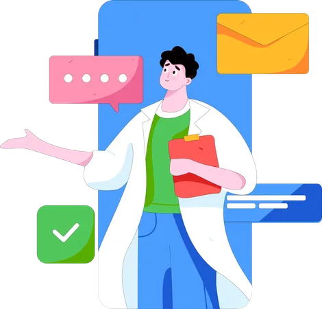 Online consulting with doctor  Illustration