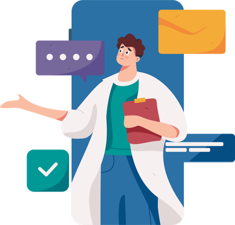 Online consulting with doctor  Illustration