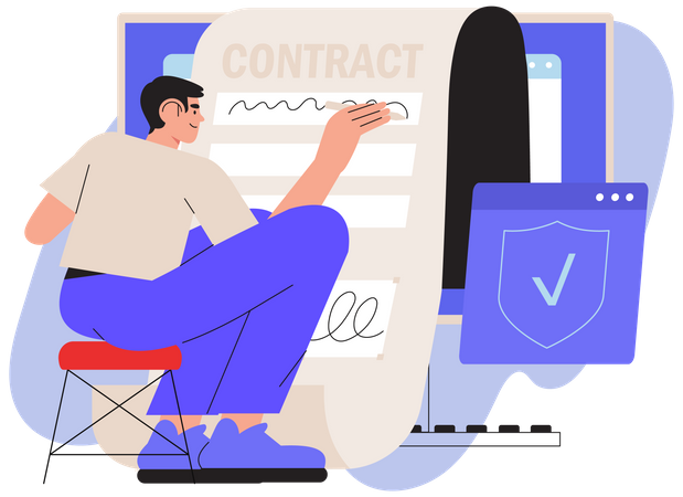 Online contract signing Illustration