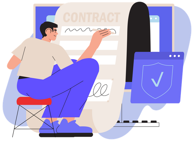 Online contract signing  Illustration