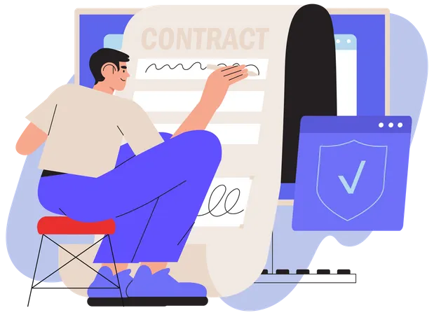 Online contract signing  Illustration