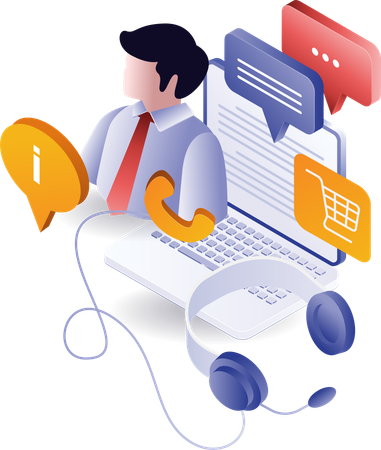 Online conversation with sales customer service  Illustration