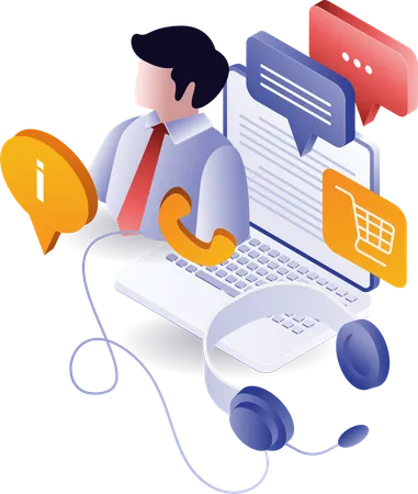 Online conversation with sales customer service  Illustration