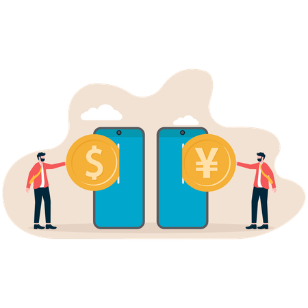 Online conversion between exchange rates and currencies  Illustration