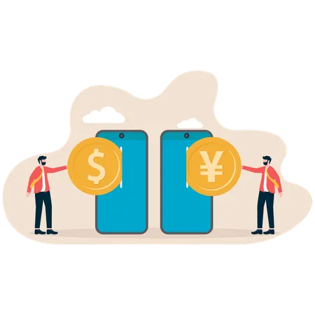 Online conversion between exchange rates and currencies  Illustration