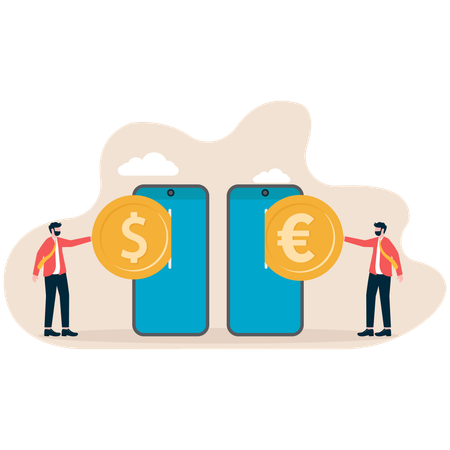 Online conversion between exchange rates and currencies  Illustration