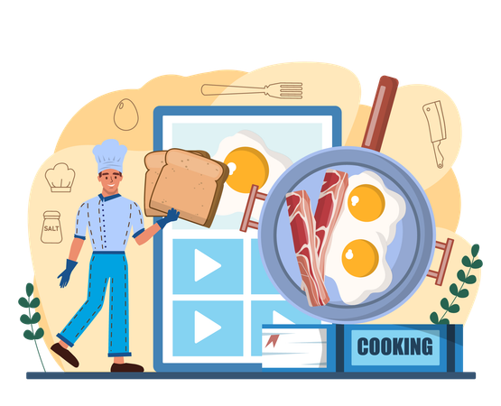 Online cooked eggs recipe  Illustration