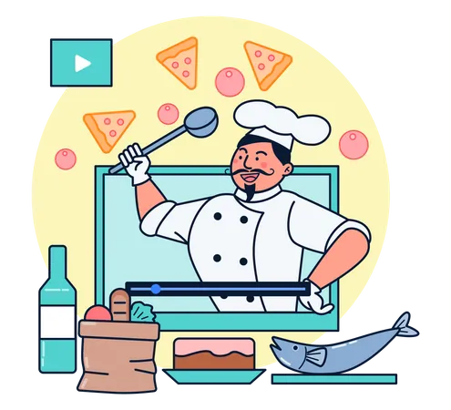 Online cooking class Illustration