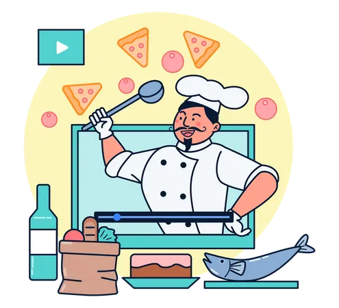 Online cooking class  Illustration