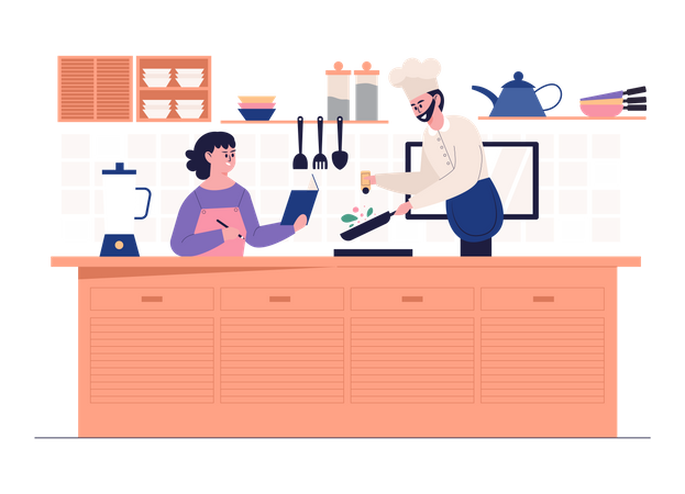 Online cooking class  일러스트레이션