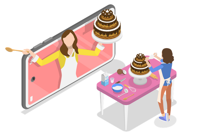 Online cooking video tutorial  Illustration
