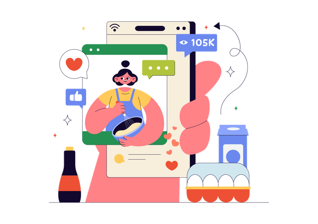 Online Cooking Vlog  Illustration