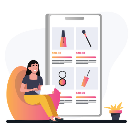 Online Cosmetics shopping  Illustration