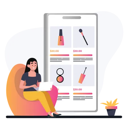 Online Cosmetics shopping  Illustration