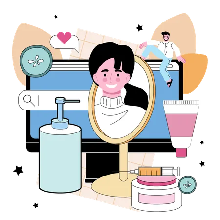 Cosmetologist Online Service Or Platform Hardware Facial Treatment For Problematic Skin Face Skin Care Procedure Online Appointment Consultation Contacts Website Flat Vector Illustration Illustration