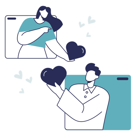 Online Couple Affection  Illustration