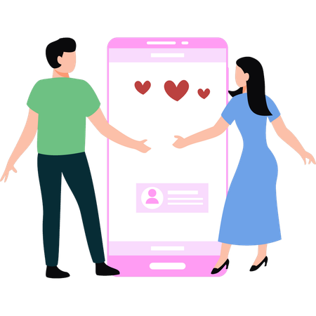 Online couple is dating  Illustration