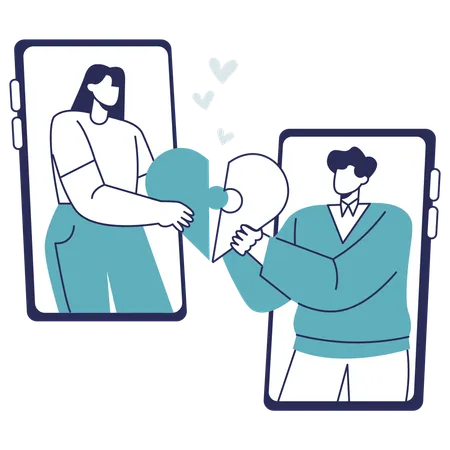 Online Couple Match  Illustration