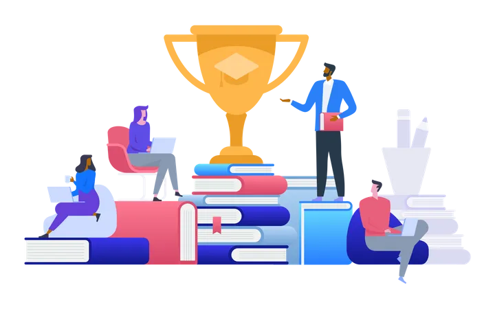 Online Course Achievement  Illustration