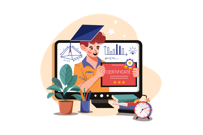 Online Course Certificate  Illustration