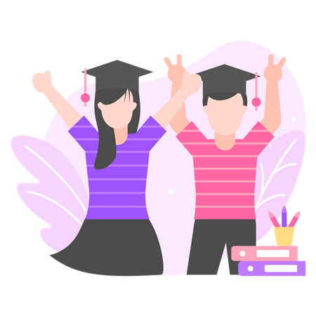 Online Course Graduation  Illustration