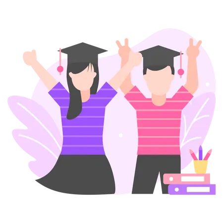 Online Course Graduation  Illustration