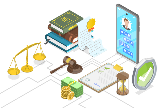 Online Court Service  Illustration