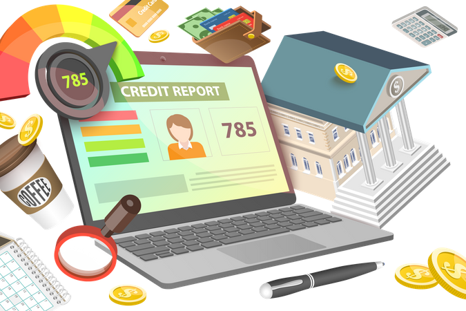 Online Credit Score  Illustration