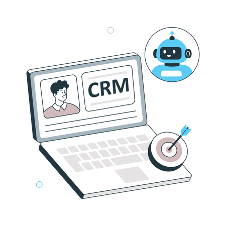 Online CRM Insights on laptop  Illustration
