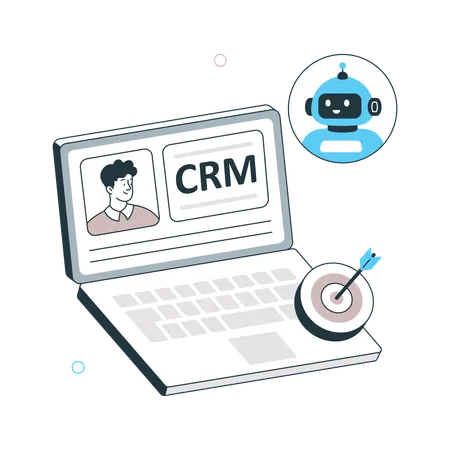Online CRM Insights on laptop  Illustration