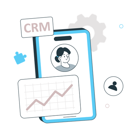 Online CRM Software on mobile  Illustration