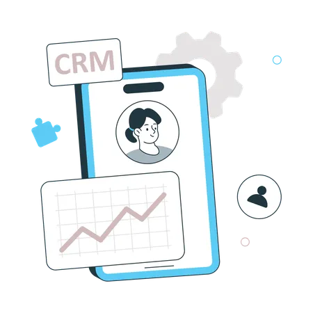 Online CRM Software on mobile  Illustration