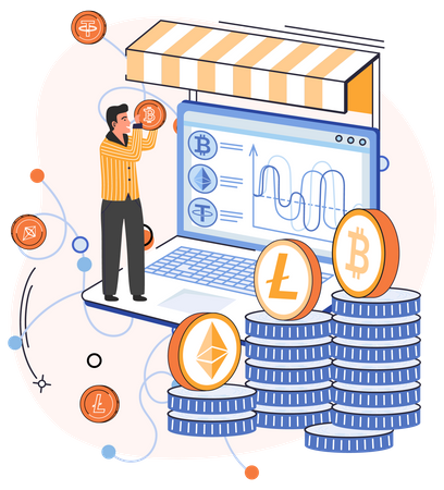 Online Crypto currency trading  Illustration