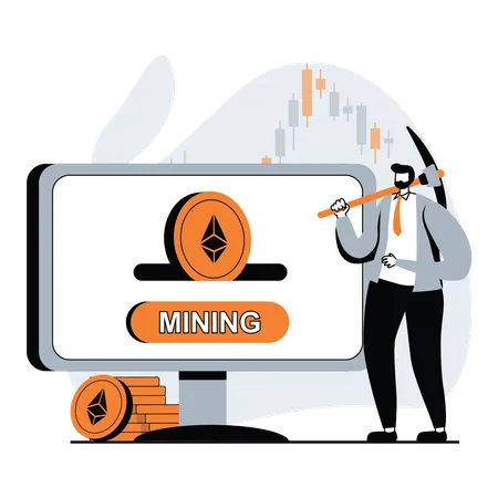 Online Crypto mining Illustration