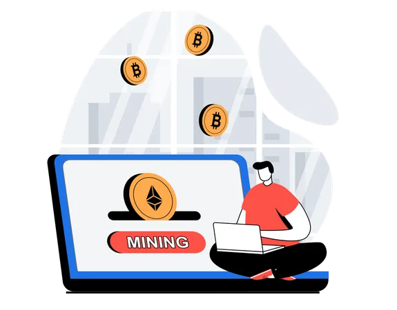 Online Crypto mining  Illustration