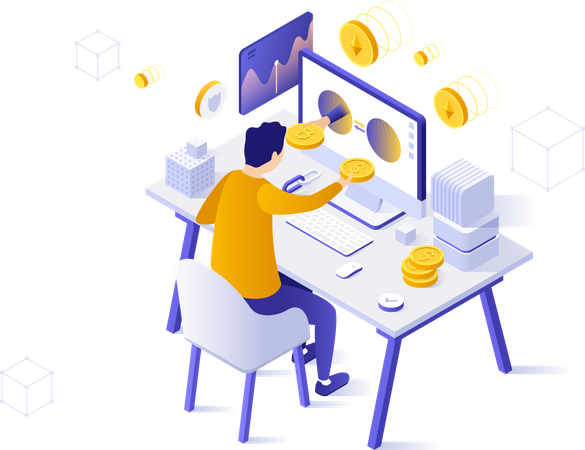 Online cryptocurrency exchange service  Illustration